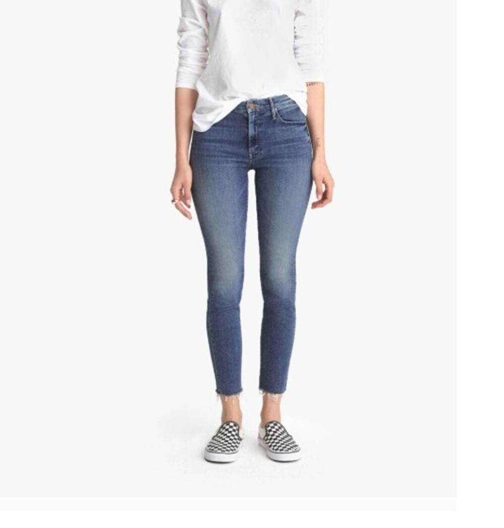 Mother The Looker Ankle Fray Sz 24x27 Groovin Blue Skinny Jeans